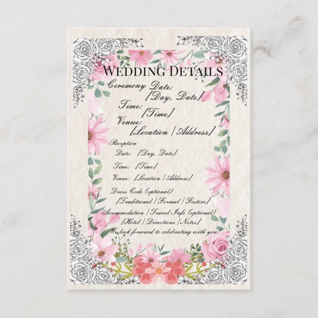 Simple Indian Wedding Details Card | Elegant  (Front)