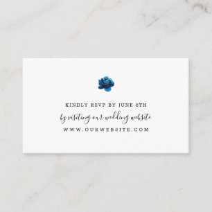 Simple Indigo Blue Flower wedding RSVP online Enclosure Card