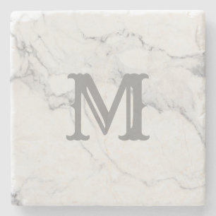 Simple Initial Letter Marble Design Stone Coaster