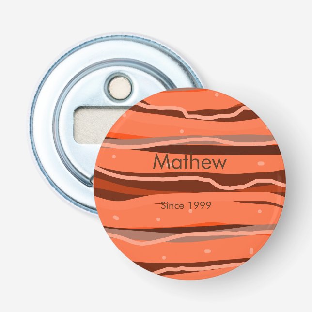 simple initial letter monogram add name brown art bottle opener (Front)