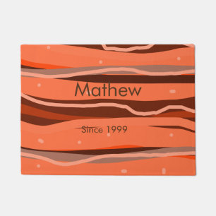 simple initial letter monogram add name brown art doormat