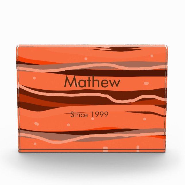 simple initial letter monogram add name brown art photo block (Front)