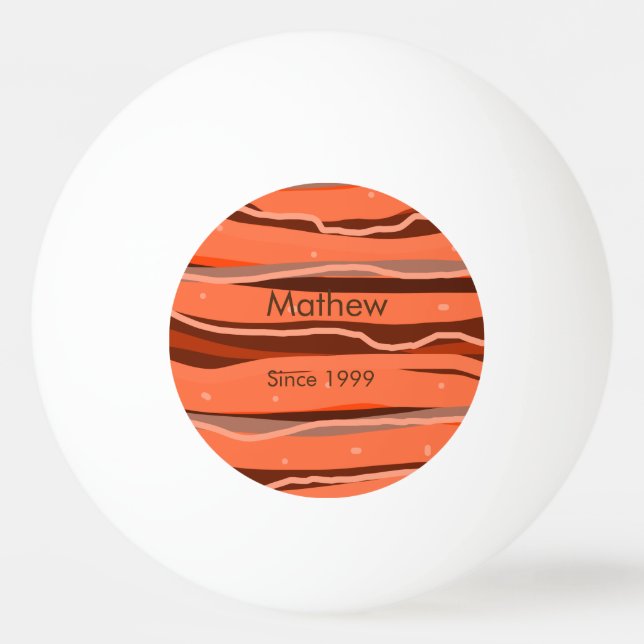 simple initial letter monogram add name brown art ping pong ball (Front)