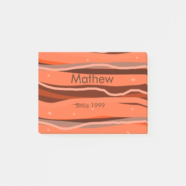 simple initial letter monogram add name brown art post-it notes (Front)