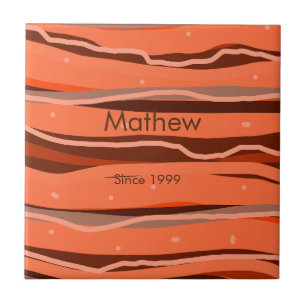 simple initial letter monogram add name brown art tile