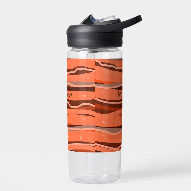 simple initial letter monogram add name brown art water bottle (Left)