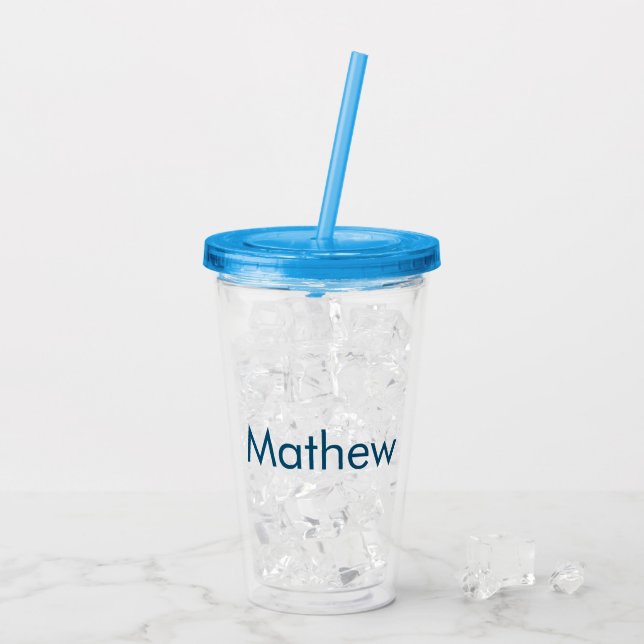 simple initial letter monogram add your name lett  acrylic tumbler (Back Ice)
