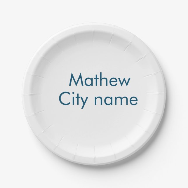 simple initial letter monogram add your name lett  paper plate (Front)