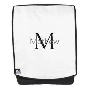 simple initial letter monogram add your name lette backpack