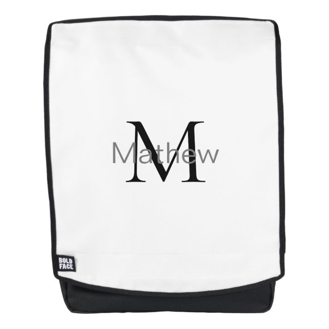simple initial letter monogram add your name lette backpack (Front)
