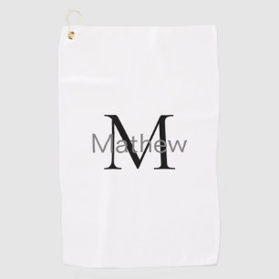 simple initial letter monogram add your name lette golf towel