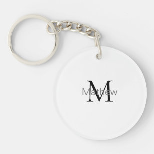 simple initial letter monogram add your name lette key ring