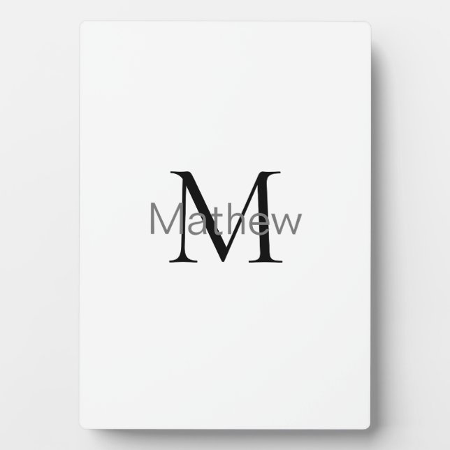 simple initial letter monogram add your name lette plaque (Front)