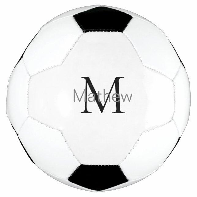simple initial letter monogram add your name lette soccer ball (Front)
