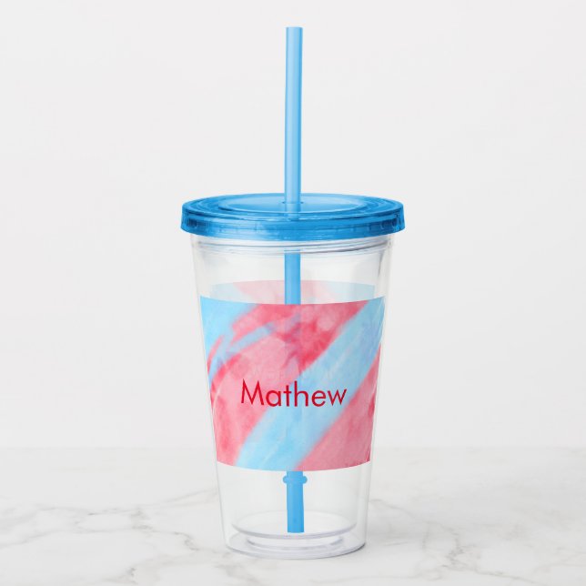 simple initial letter monogram add your name red b acrylic tumbler (Front)