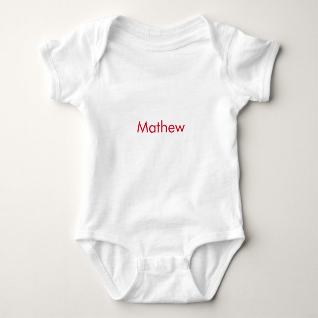 simple initial letter monogram add your name red b baby bodysuit (Front)