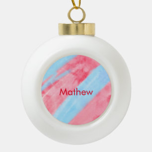 simple initial letter monogram add your name red b ceramic ball christmas ornament