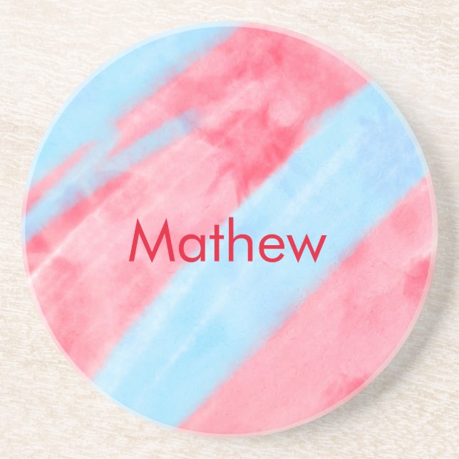 simple initial letter monogram add your name red b coaster (Front)