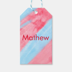 simple initial letter monogram add your name red b gift tags