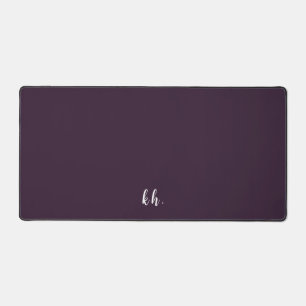 Simple Initials Elegant Cursive Script Dark Purple Desk Mat