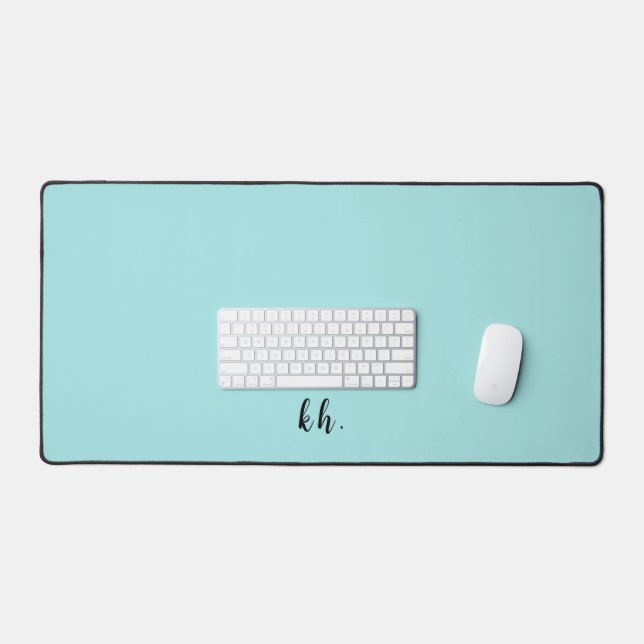Simple Initials Elegant Cursive Script Light Blue Desk Mat (Keyboard & Mouse)