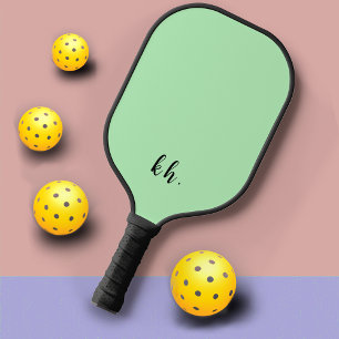 Simple Initials Elegant Cursive Script Light Green Pickleball Paddle