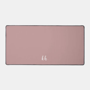 Simple Initials Elegant Cursive Script Rose Pink Desk Mat