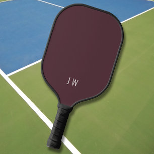 Simple Initials Elegant Modern Dark Burgundy Red Pickleball Paddle