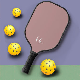 Simple Initials Elegant Rose Pink Monogram Pickleball Paddle