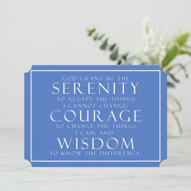 Simple Inspirational Blue & White Serenity Prayer (Standing Front)