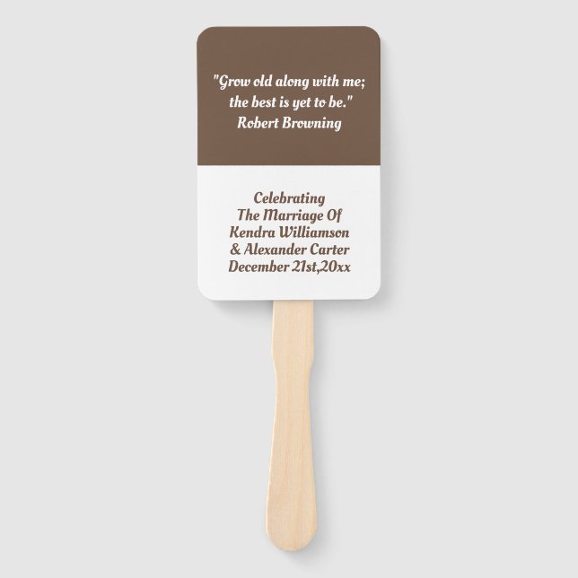 Simple Inspirational Love Quote Wedding Marriage Hand Fan (Front)