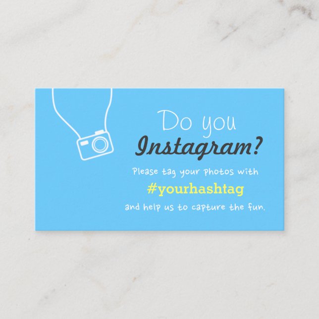 Simple Instagram Photo Hashtag Wedding Insert Card (Front)