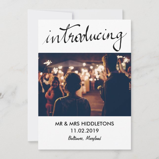 Simple Introducing Typography Wedding Couple Photo (Front)