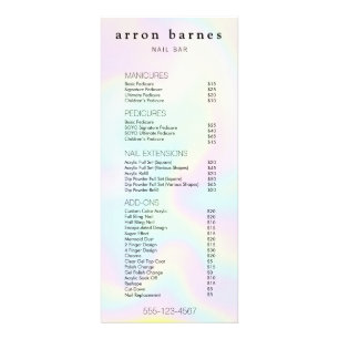 Simple Iridescent Salon Price List Service Menu