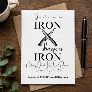 Simple Iron sharpens Iron Christian Men's Retreat Invitation