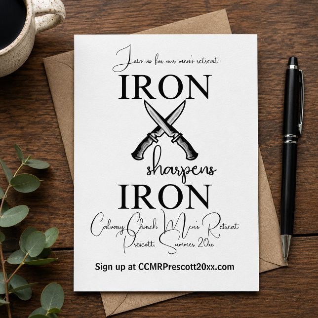 Simple Iron sharpens Iron Christian Men's Retreat Invitation (Creator Uploaded)