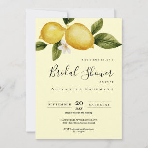 Simple Italia Lemon Calligraphy Bridal Shower Invitation