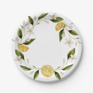 Simple Italia Lemon Wreath Bridal Shower Paper Plate