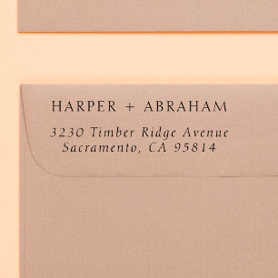 Simple Italic Wedding Couple Names Return Address Rubber Stamp