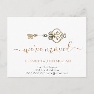 Simple I've Moved Gold Key New Address Announcement Postcard