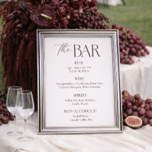 Simple Ivory and Brown Wedding Bar Poster