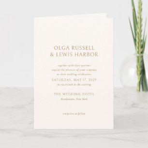 Simple Ivory and Gold Modern Wedding Invitation