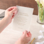 Simple Ivory and Gold Modern Wedding Vellum Invitations<br><div class="desc">Modern wedding invitations featuring a clean and simple design with bold fonts.</div>