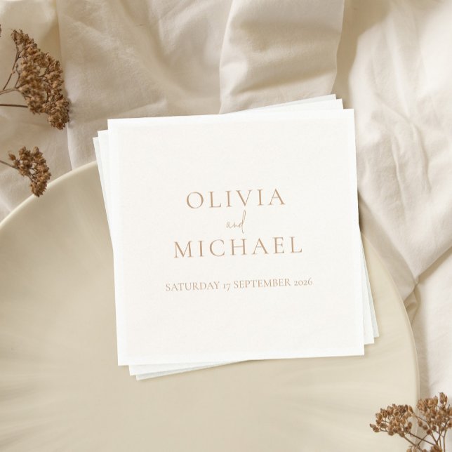 Simple Ivory and Tan Modern Wedding Napkin (Simple Ivory and Tan Modern Wedding Napkins)