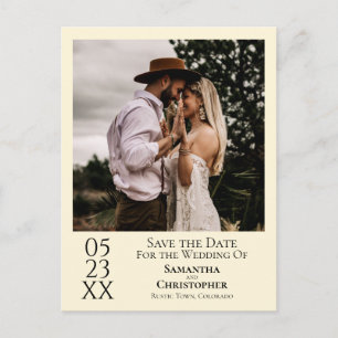 Simple Ivory Cream Wedding Save the Date Photo Postcard