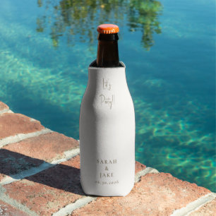 Simple Ivory Let's Party!! Custom Wedding Bottle Cooler