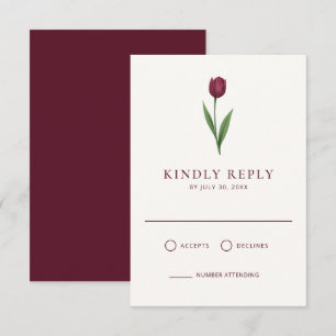 Simple Ivory Minimal Tulip Wedding RSVP Card