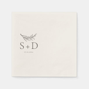 Simple Ivory Monogrammed Wedding Napkins