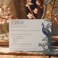 Simple Ivory Peacock RSVP Card