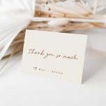 Simple Ivory & Rust Personalised Thank You Card<br><div class="desc">Elegant thank you cards feature a light off white background with "thank you so much" overlaid in rust brown hand lettered script typography. Personalise with a name or names beneath,  with a hand drawn open heart illustration.</div>